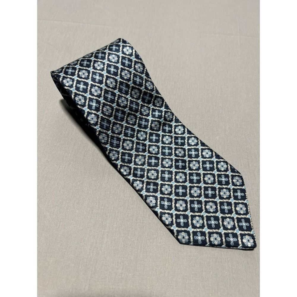 BRIONI Blue Geometric Silk Tie Made In‎ Italy